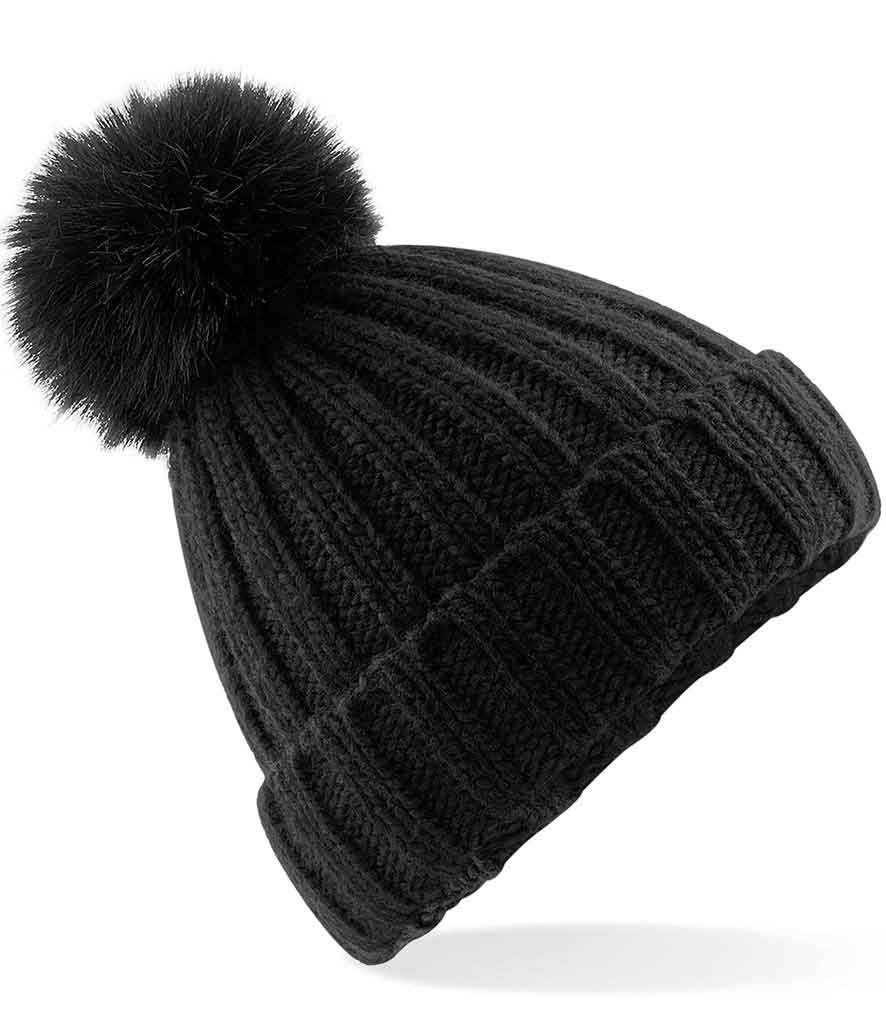 Verbier fur pop pom chunky beanie