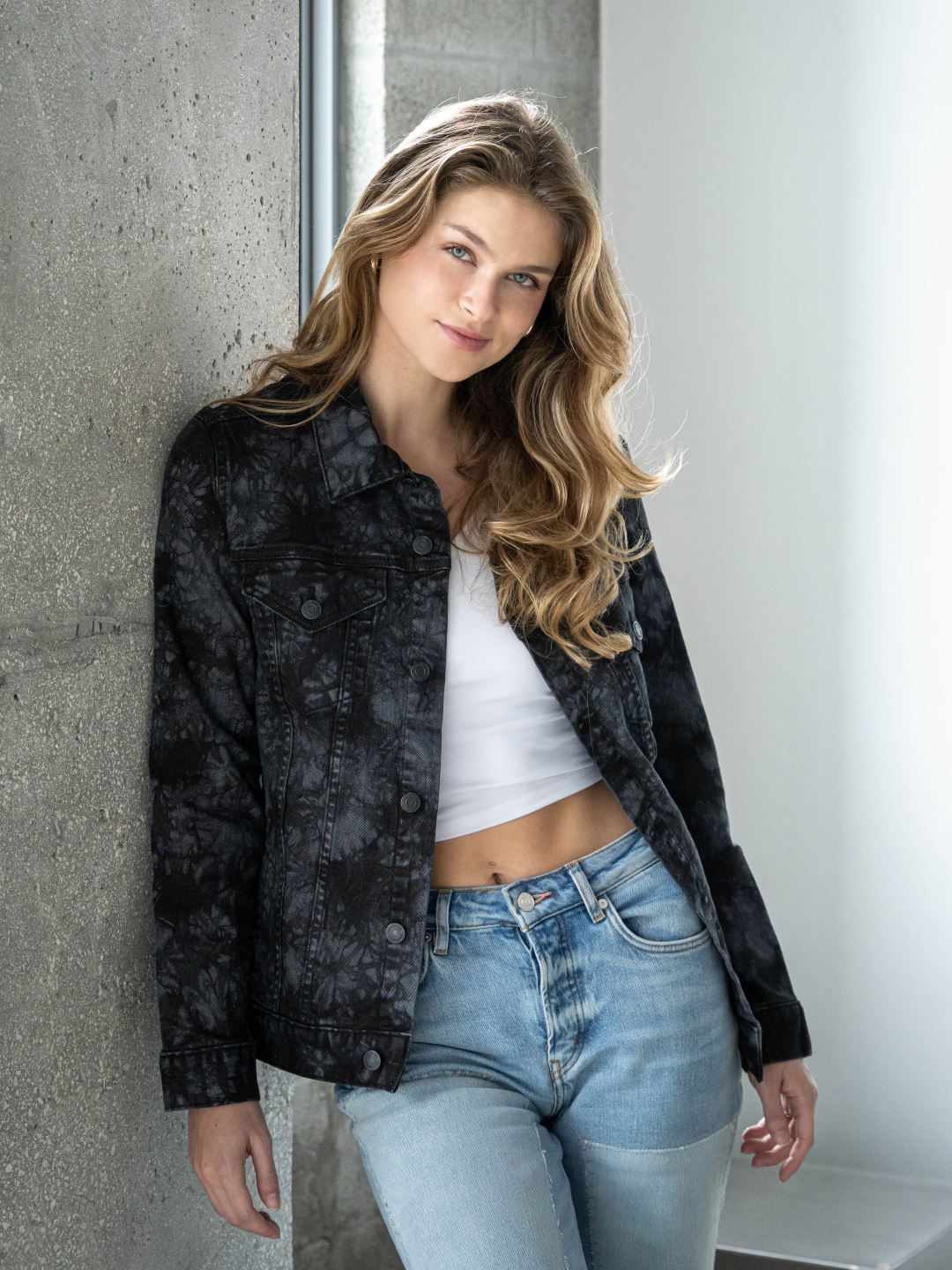 Tie-dye denim jacket