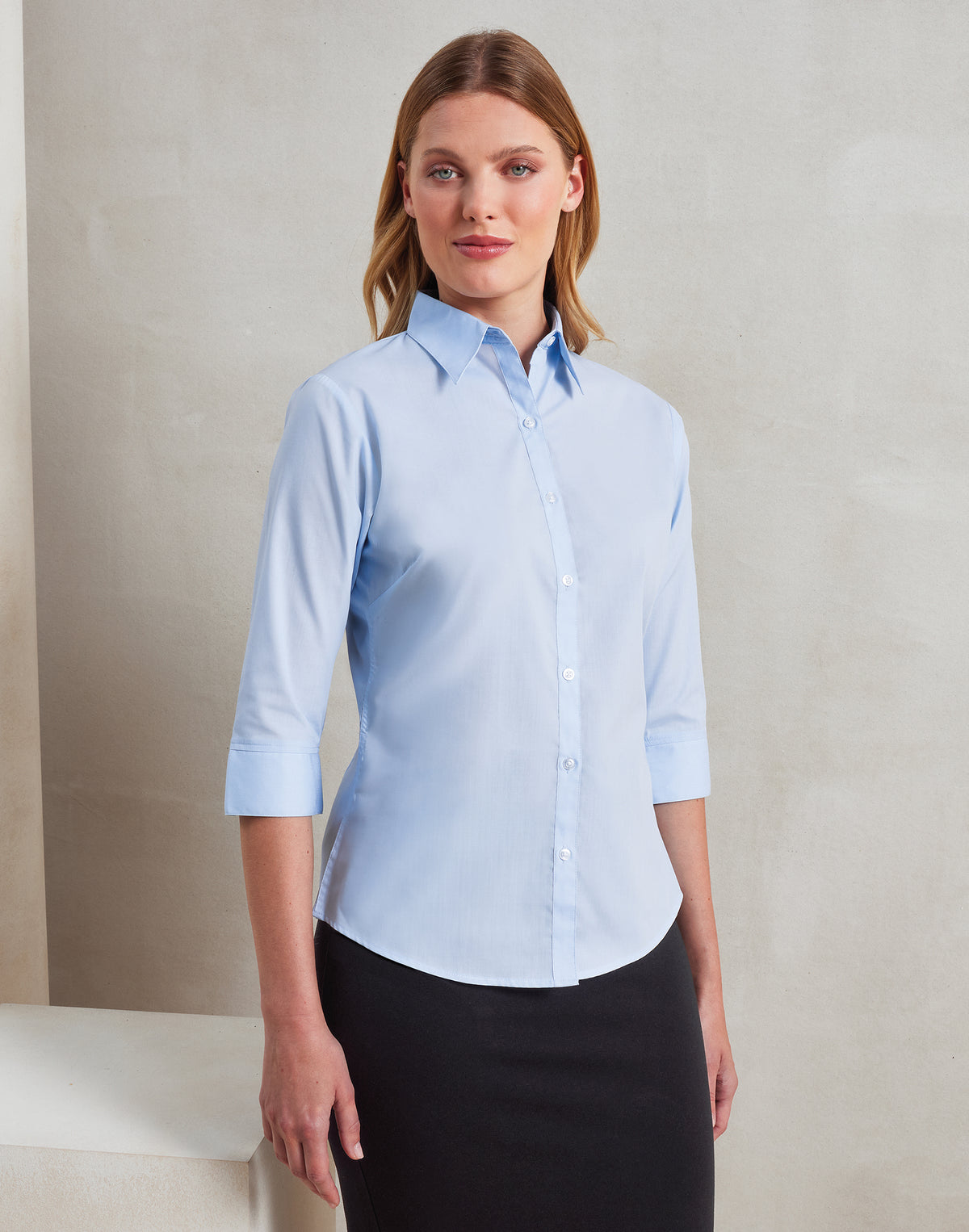 Women's ¾ sleeve poplin blouse