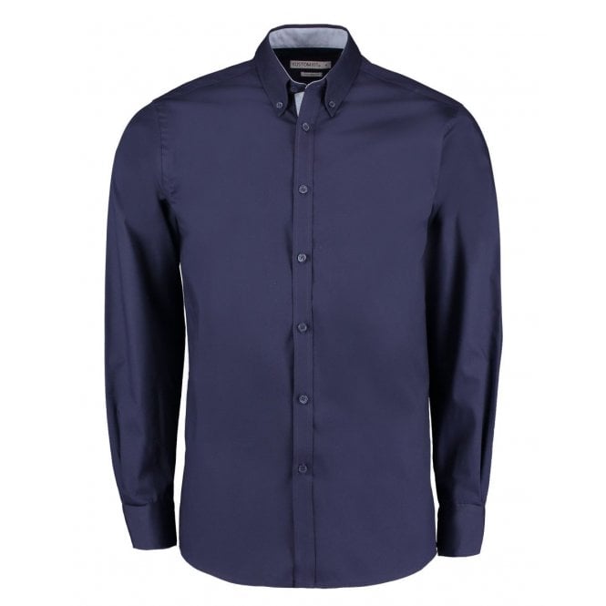 Contrast premium Oxford shirt (button-down collar) long-sleeved (tailored fit)