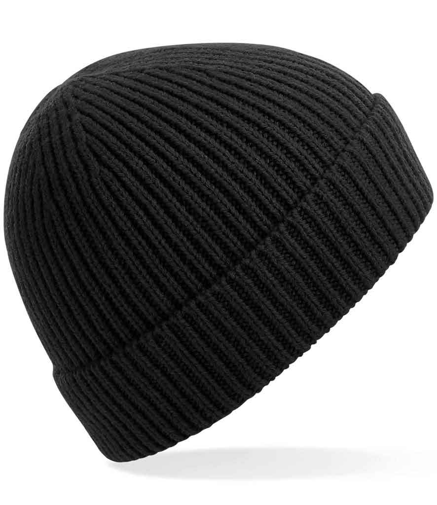 Engineered knit ribbed beanie