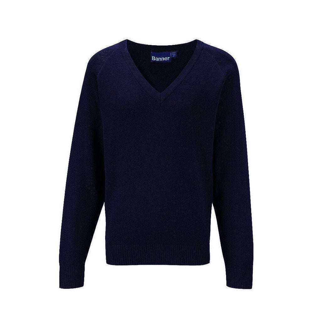 Lancaster High Plain Navy Jumper (V-Neck)