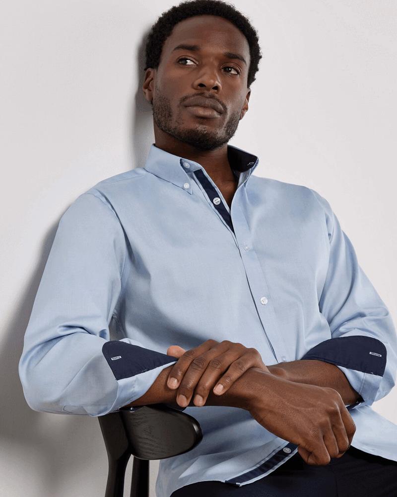 Contrast premium Oxford shirt (button-down collar) long-sleeved (tailored fit)