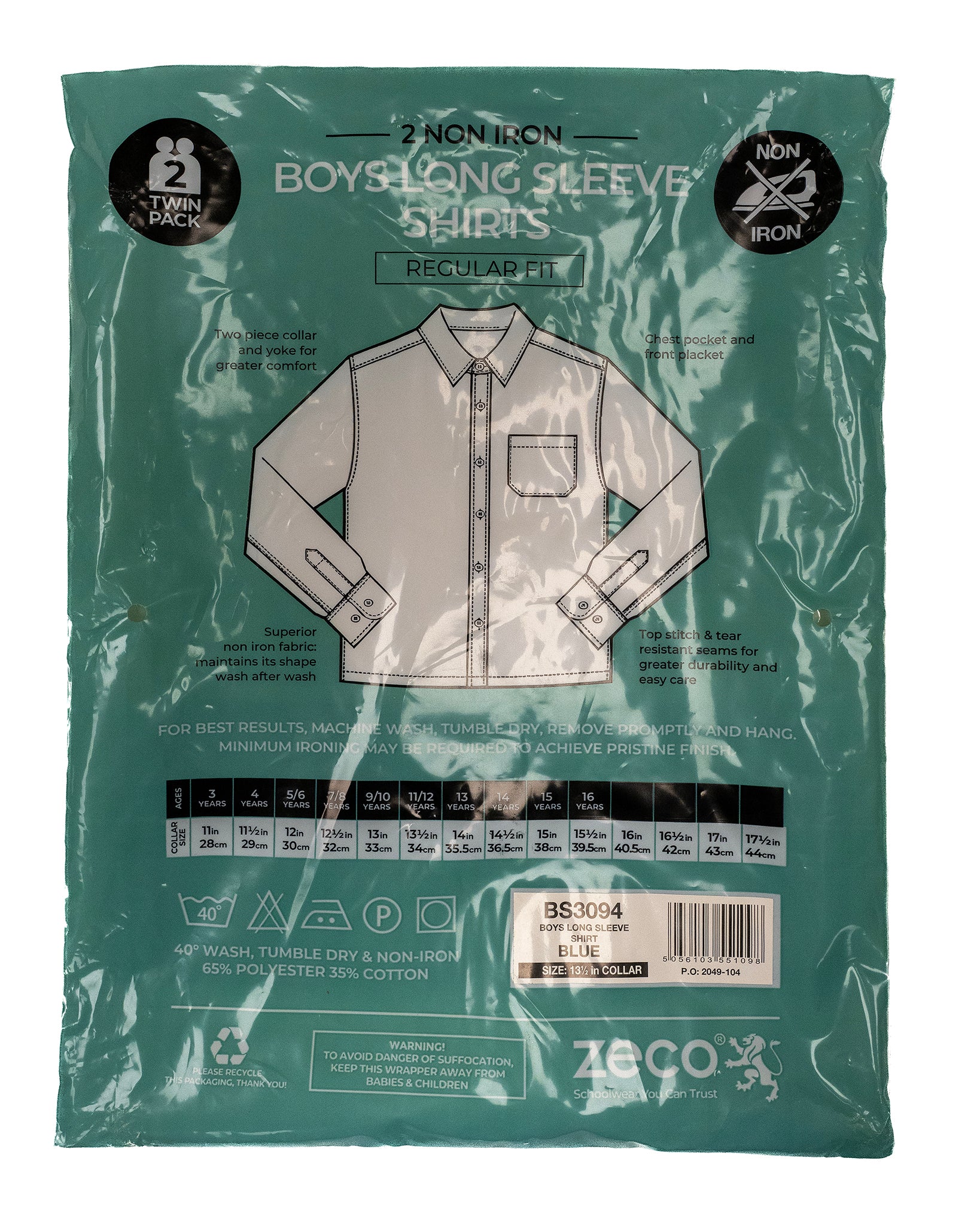 Zeco 2 Pack Plain L/S Shirt (Blue)