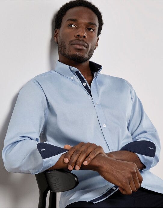Contrast premium Oxford shirt (button-down collar) long-sleeved (tailored fit)