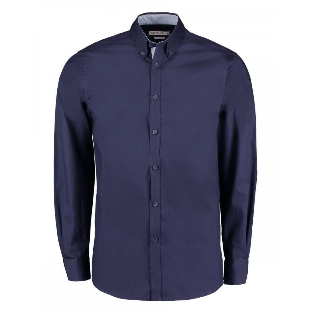 Contrast premium Oxford shirt (button-down collar) long-sleeved (tailored fit)
