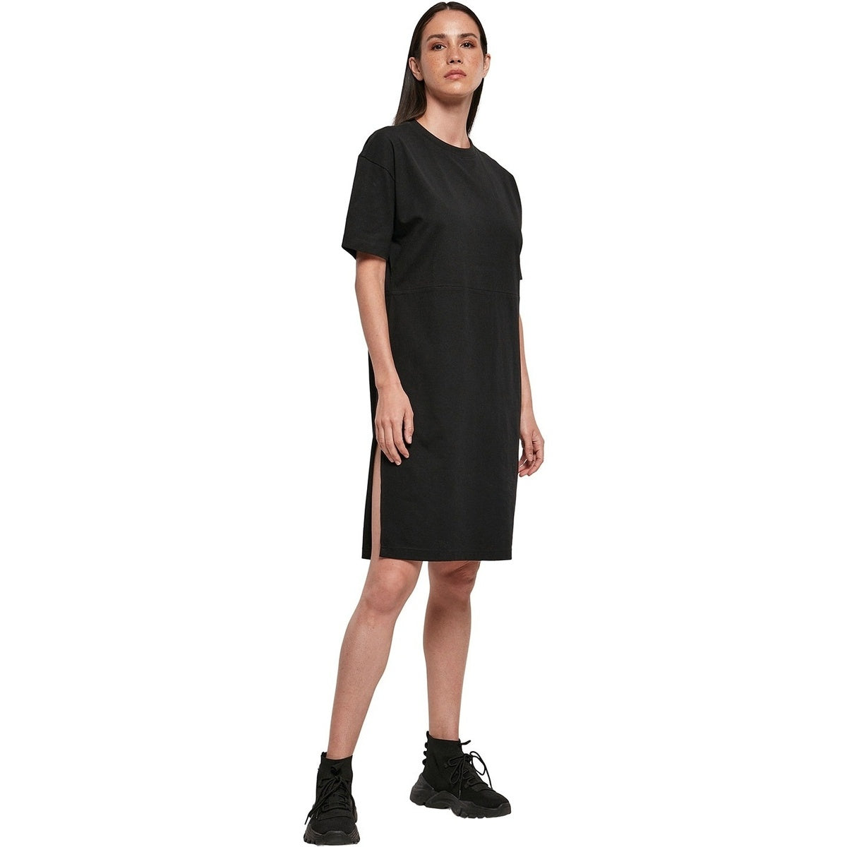 Women's organic oversized slit tee dress